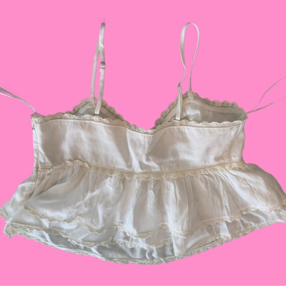 NWT- Free the Rose Womens Lace Trimmed Waterfall Tiered Top XL White - Picture 3 of 16